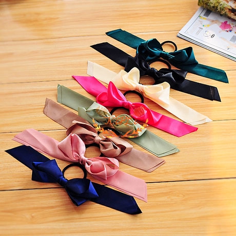 Dây buộc tóc đính nơ ruy băng lớn phong cách Hàn Quốc xinh xắn thời trang cho nữ