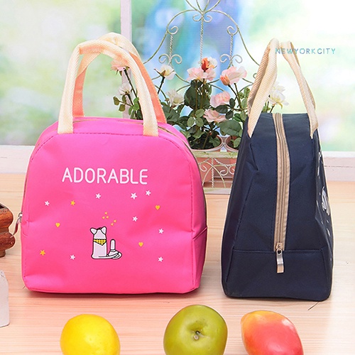 Túi Giữ Nhiệt Đựng Hộp Cơm Trưa In Họa Tiết Hoạt Hình Dễ Thương Nhỏ Gọn Tiện Dụng