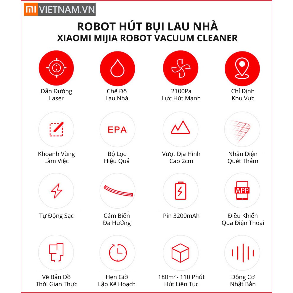 Robot hút bụi lau nhà Xiaomi Mijia Gen 2 Mop P Chính Hãng