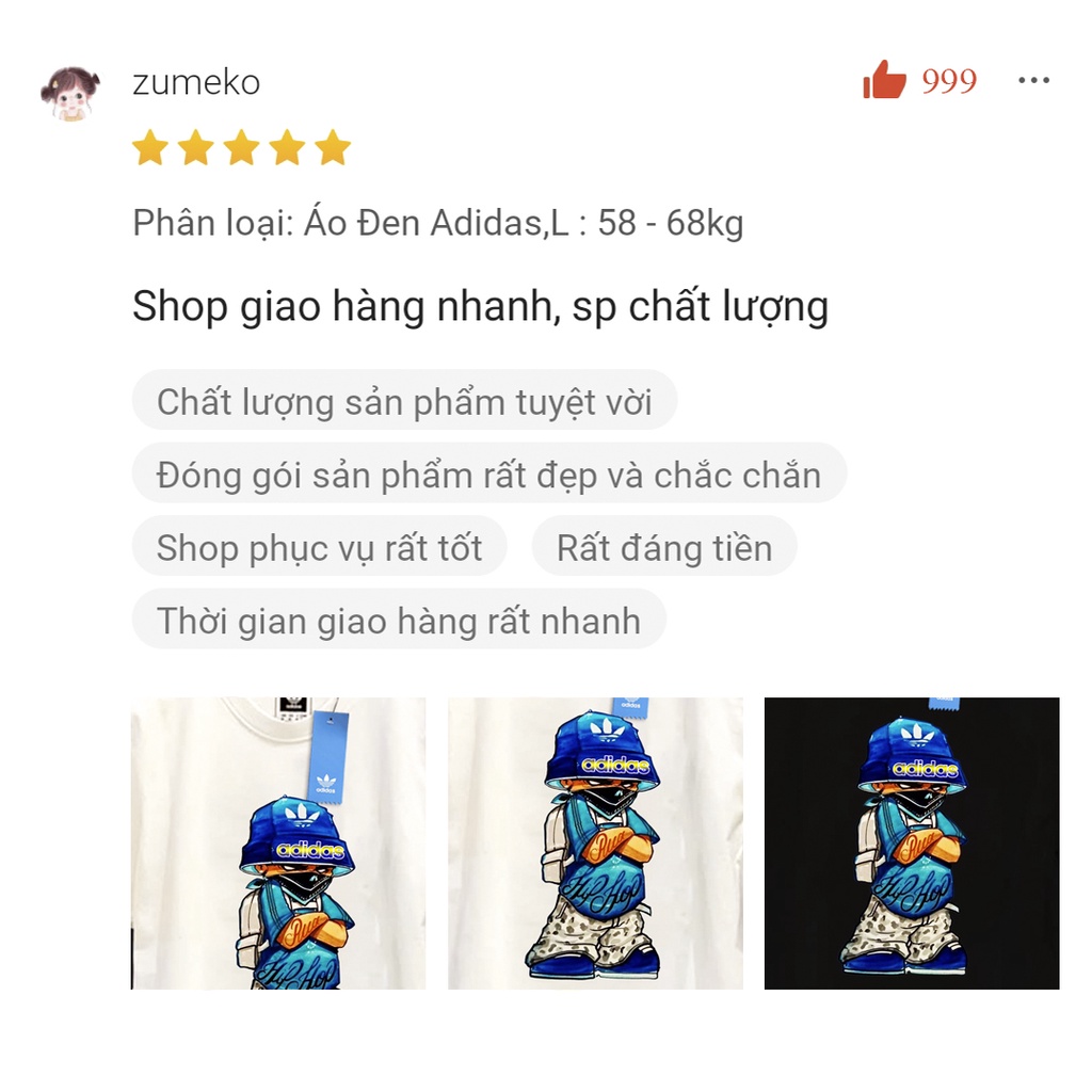 Áo Phông Adidas Cậu Bé Hip-Hop 100% Cotton, Áo Thun Adidas Cô Gái Đeo Kính Nam Nữ Chính Hãng - Giá Rẻ - Có Big Size