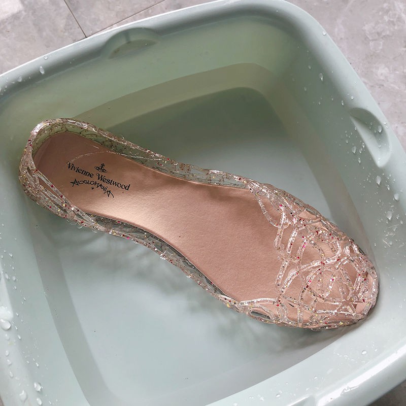 Giày đi mưa, giày nhựa dẻo đan lưới nhũ lấp lánh nhiều màu | BigBuy360 - bigbuy360.vn