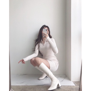 Đầm body tay dài cổ sơmi