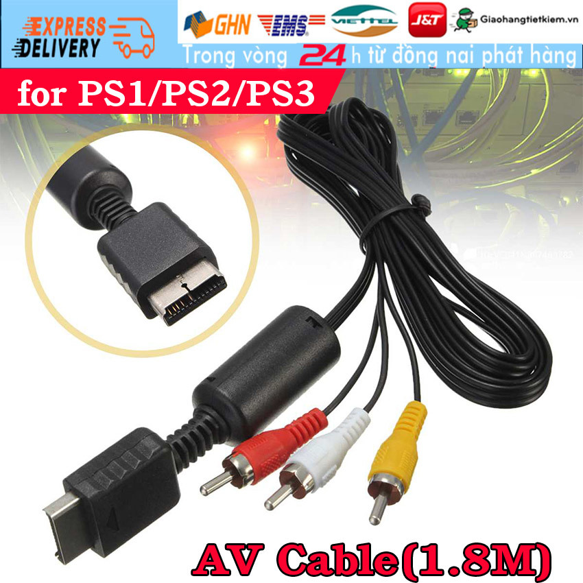 1.8M Dây cáp AV Kết Nối PS1 PS2 PS3 Slim