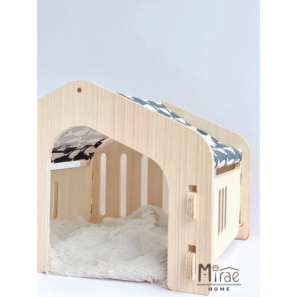 Nhà mèo, ổ mèo, ổ nằm gỗ nhập khẩu cao cấp, vải canvas dễ dàng lắp ghép, Size to phù hợp với mèo 1-6kg Mirae Home thumbnail
