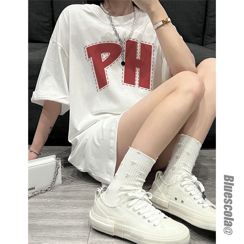 NRVP Áo Thun Nữ Oversize Cổ Tròn Thời Trang Hàn Quốc