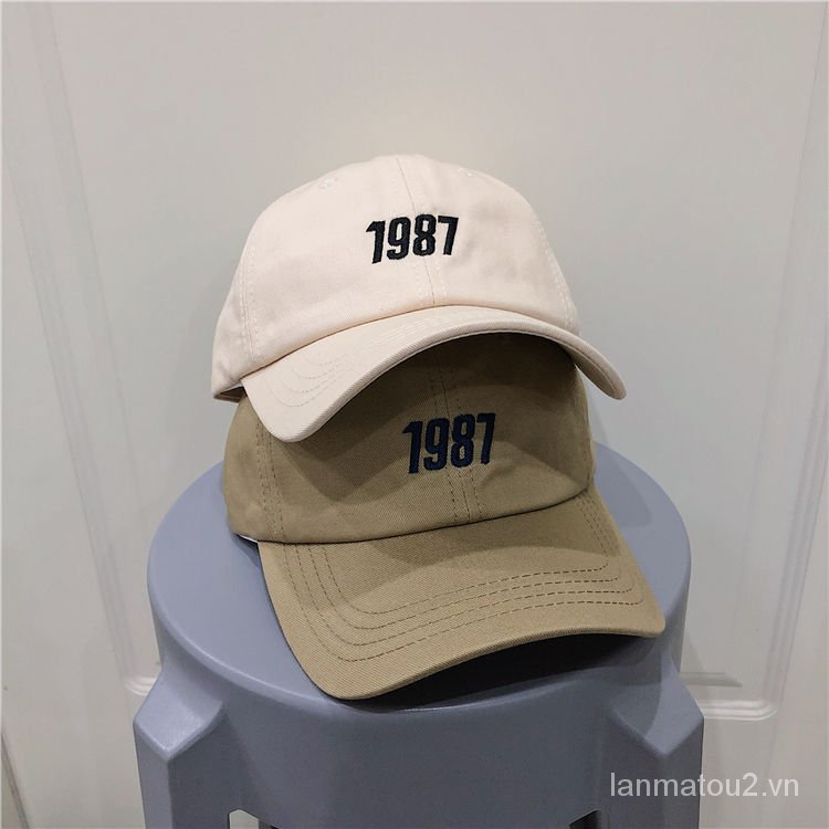 Dongguk Door1987Letter Embroidered Peaked Cap Korean Style Versatile Casual Trendy Men and Women Four Seasons Universal Baseball Cap