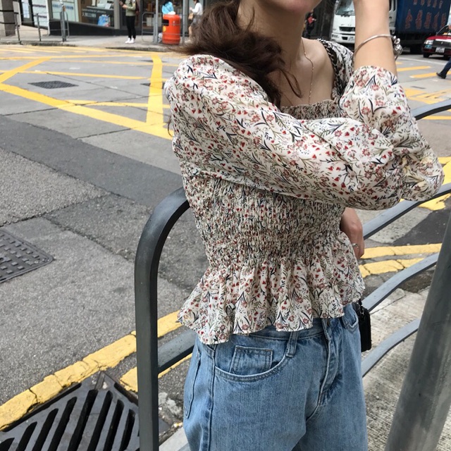 [HÀNG ORDER] Áo peplum hoa bo chun tay bồng 2 màu ( Có ảnh thật ) | WebRaoVat - webraovat.net.vn