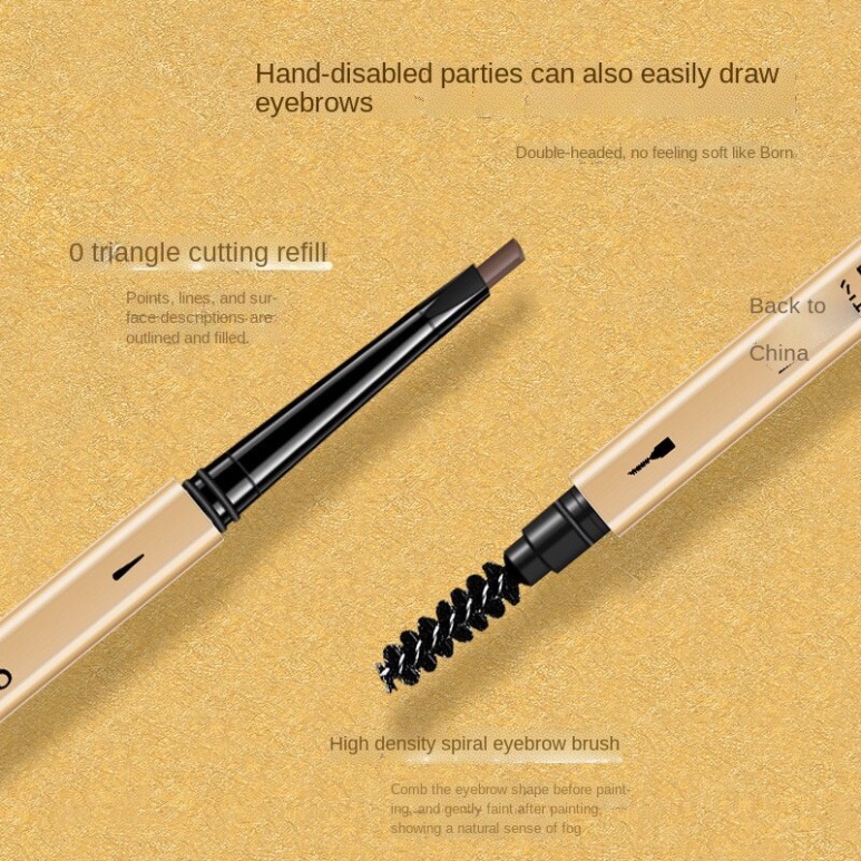 Bút Chì Kẻ Lông Mày Hai Đầu Xoay Động 2 Chiều Màu Vàng Sang Chảnh Bền Màu Yin BKM 120