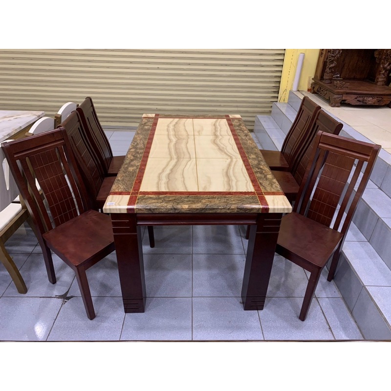 Bộ bàn ăn hiện đại Haiti 6 ghế bàn đá —FUBBA6146V