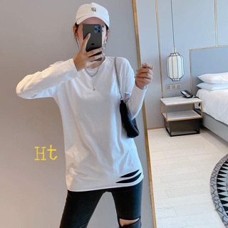 Áo thun dài tay rách gấu