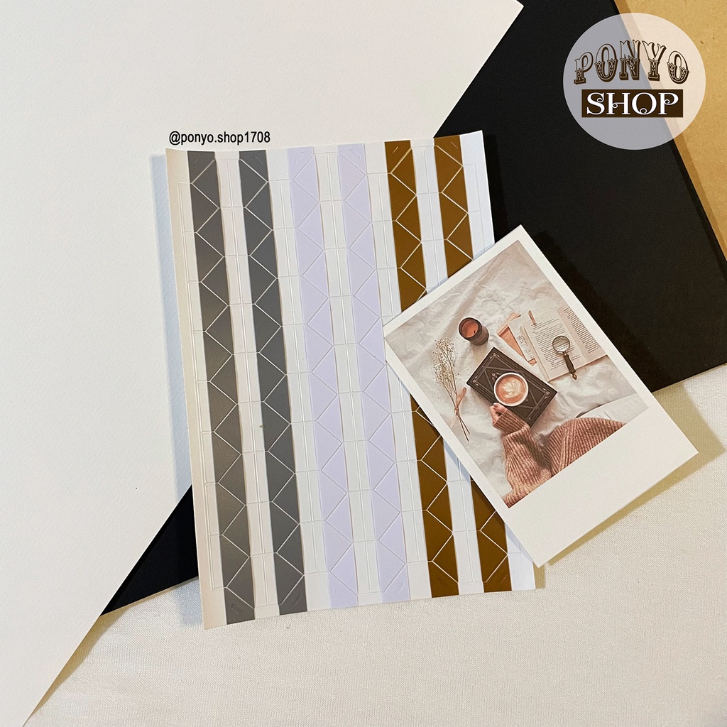 Sticker góc ảnh Gold, White, Silver trang trí Scrapbook/album ảnh