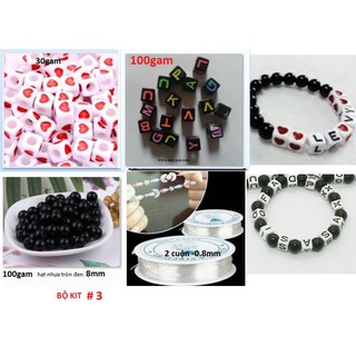 combo 230gam hạt chữ nhựa, dây thun làm 20 vòng tay -Số 3
