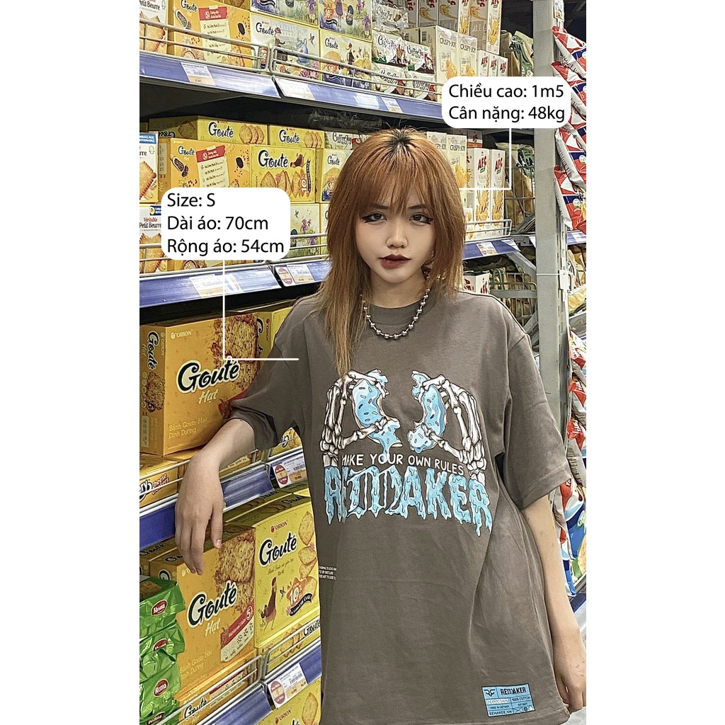 Áo Thun Oversize REMAKER Communion Tee Unisex Tay Lỡ - Nâu - Local Brand Chính Hãng