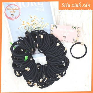 Dây buộc tóc đen trơn đơn giản cho bạn nữ - Phụ kiện tóc cho nữ - Phong cách Hàn Quốc