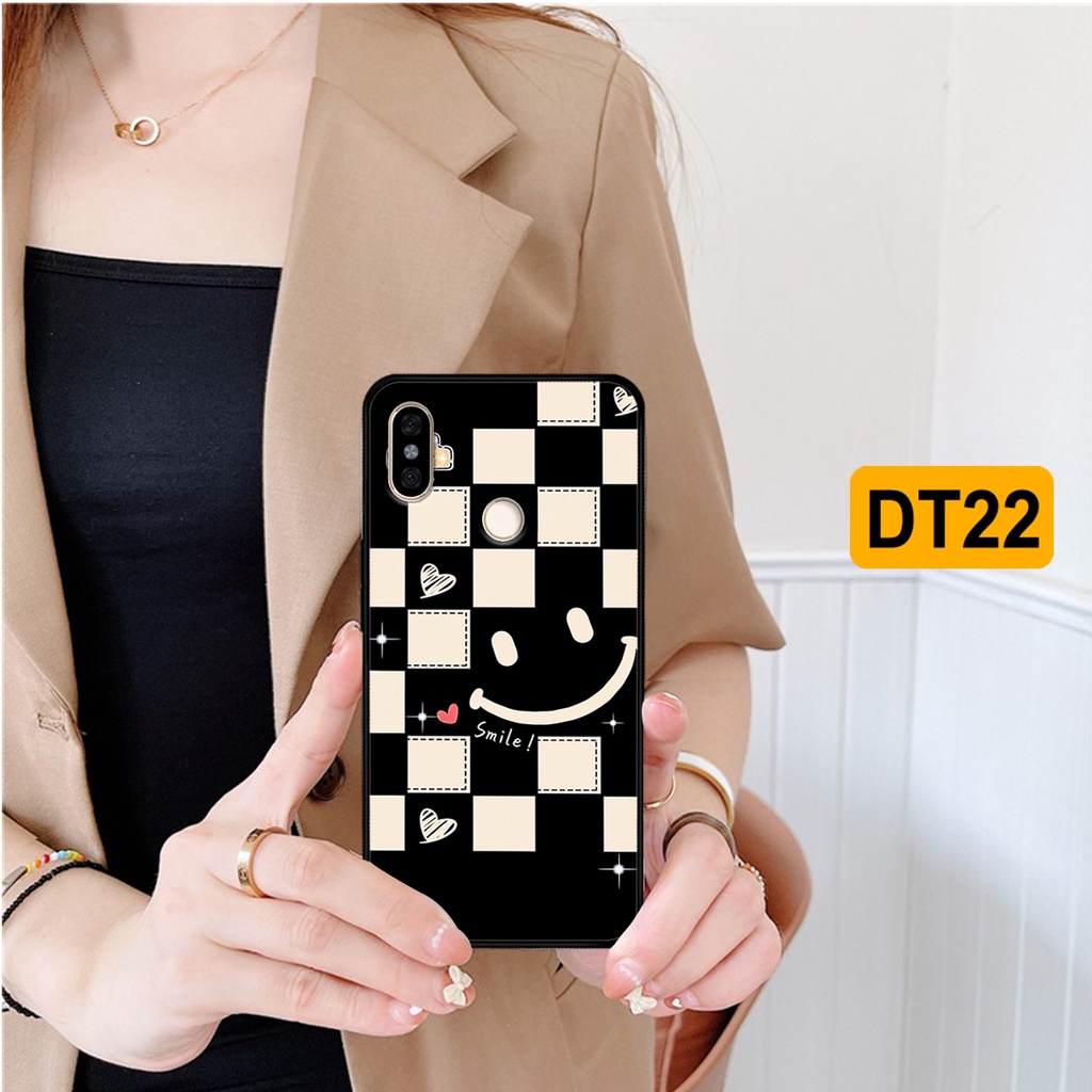 Ốp lưng Redmi 6 Pro - Xiaomi Mi A2 Lite - Mi A2 - Mi 6x in hình họa tiết caro trái tim, mặt cười đơn giản, cá tính