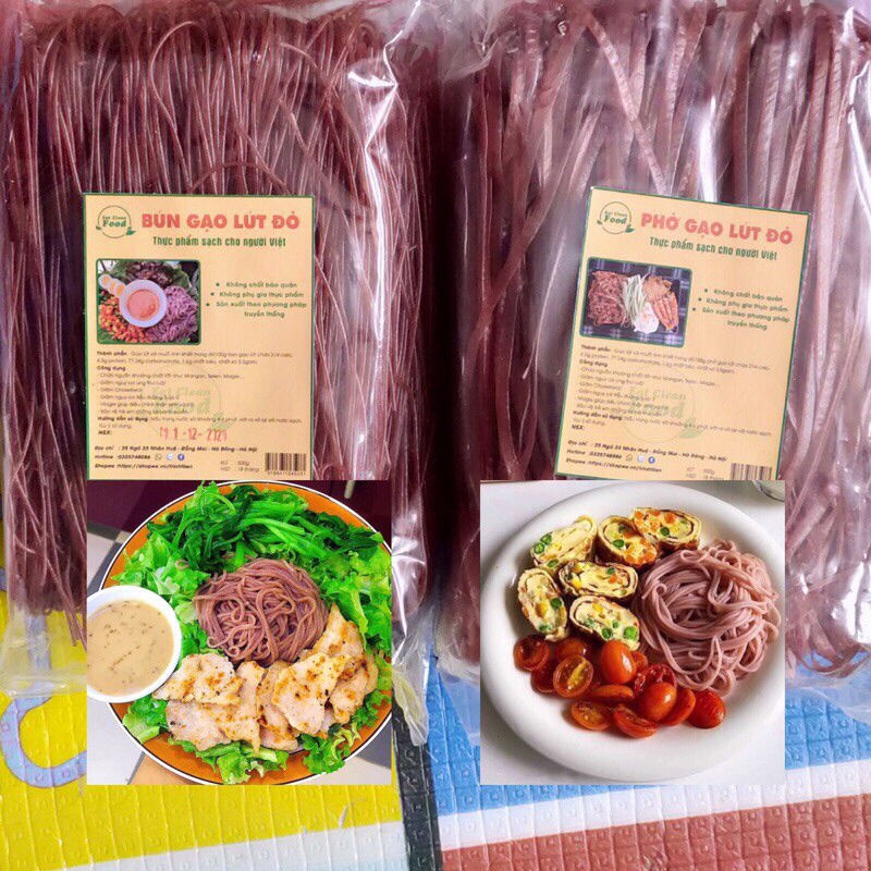 Combo bún phở gạo lứt 100% nguyên cám loại đặc biệt Eatclean (1kg)