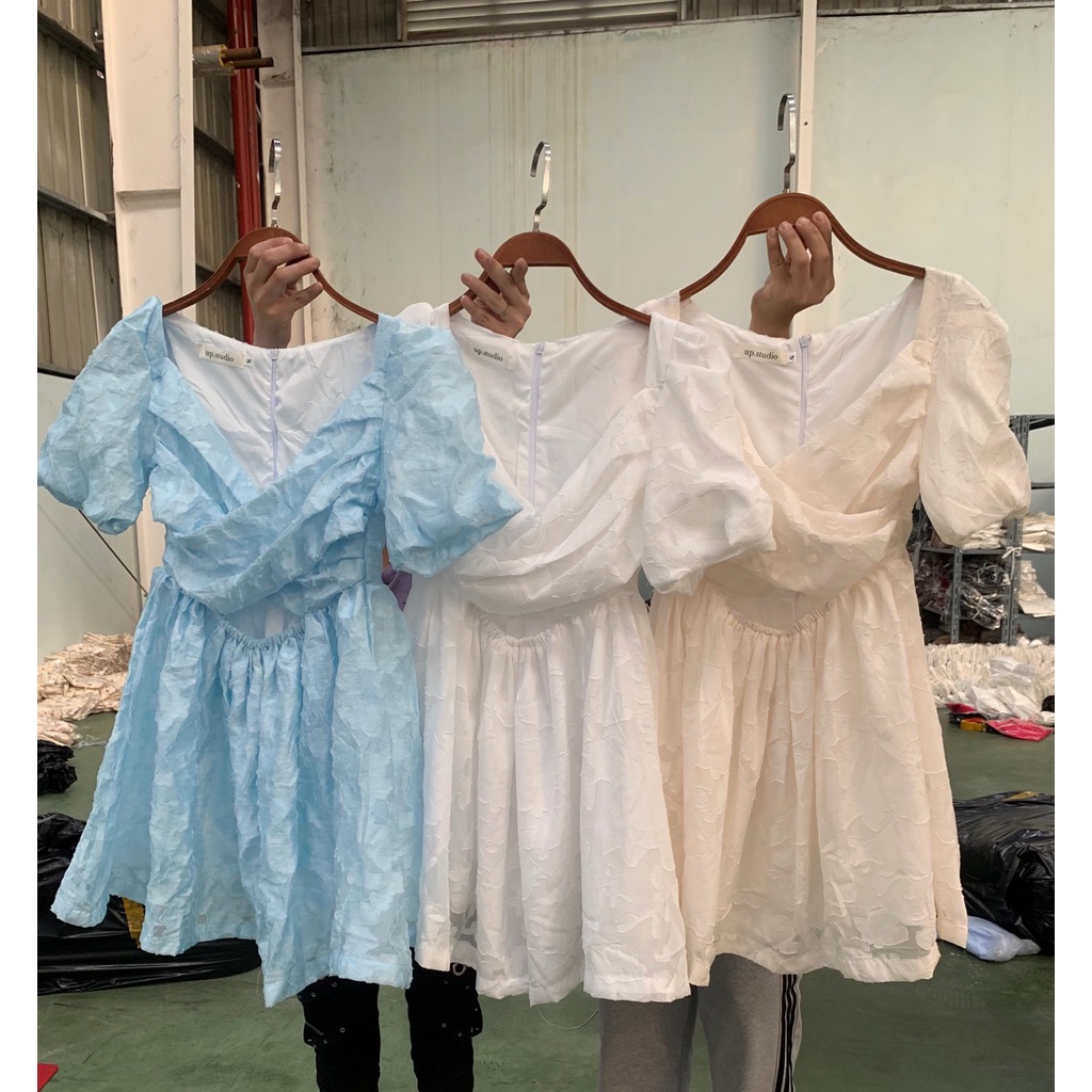 [Ảnh thật/Video] Váy voan hoa nổi xoắn ngực 2 lớp - 29feb.closet -  V17