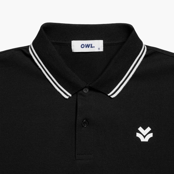 [Mã LTP50 giảm 50000 đơn 150000] OWL BRAND® Striped Polo - Áo thun có cổ màu đen - OWL170621 | BigBuy360 - bigbuy360.vn