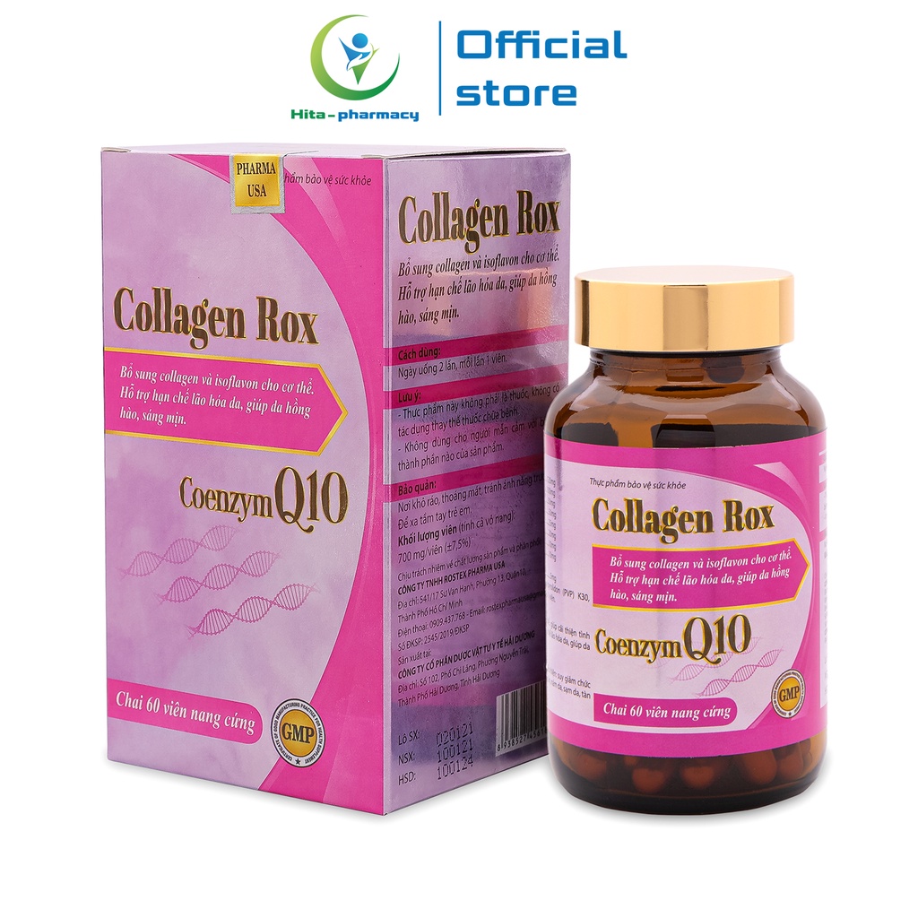 Viên uống đẹp da Collagen Rox HDPHARMA tăng nội tiết tố nữ - 60 viên [Collagen Rox Coenzym Q10]