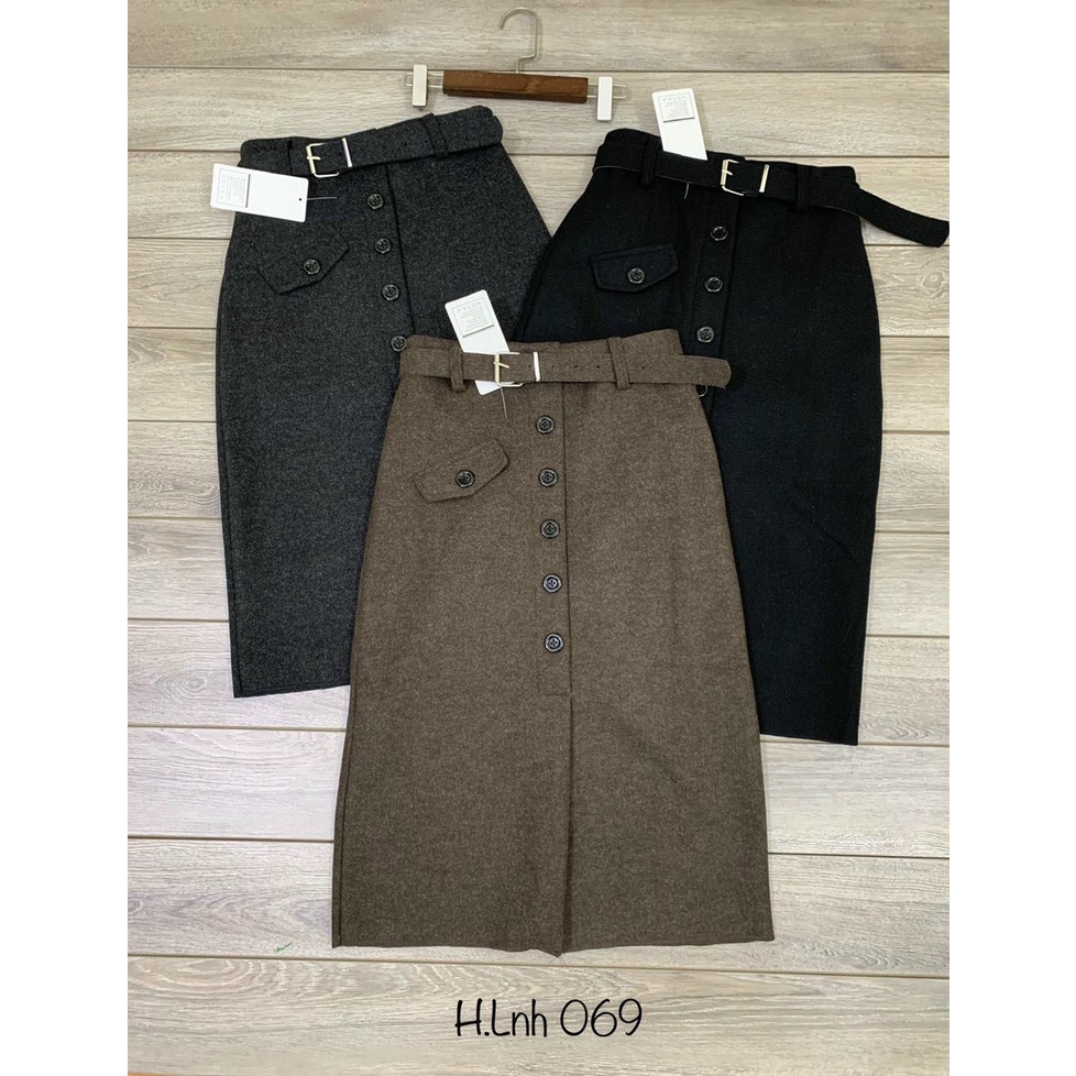 Chân váy dạ kẻ kèm đai - Hàng Quảng Châu loại 1