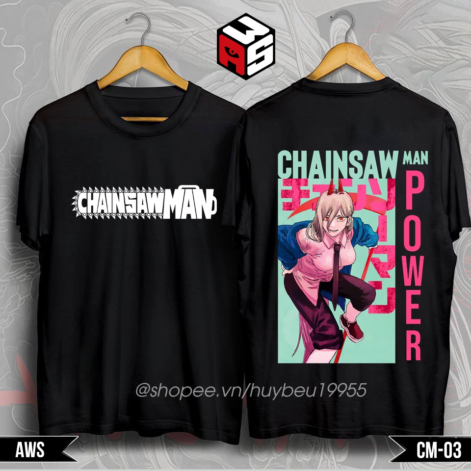 Áo thun Chainsaw man, áo phông in hình anime chainsawman, denji, power, aki, makima cotton giá rẻ