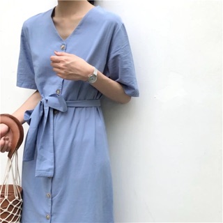 Váy ulzzang tím order cổ V
