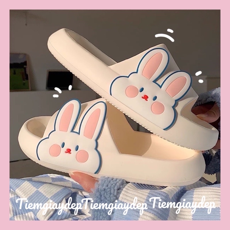 (Loại 1,Sẵn)Dép bánh mì cute, dép quai ngang nam nữ đế 3,5cm đầu thỏ hồng