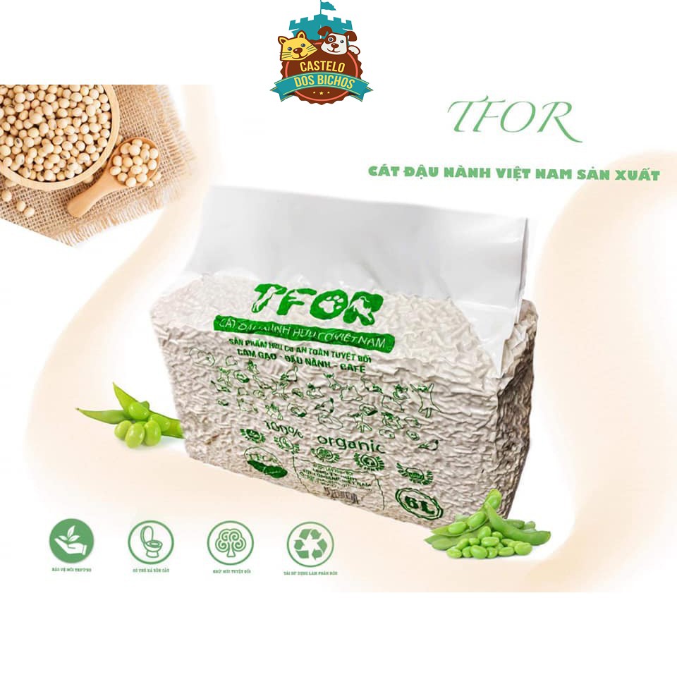 Cát đậu nành TFOR 6L- Cát vệ sinh cho mèo an toàn bảo vệ môi trường xuất xứ Việt Nam