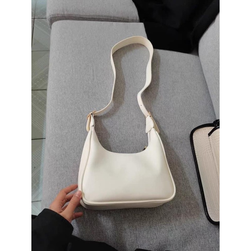 Túi da đeo chéo kẹp nách hai màu đen trắng basic phong cách Hàn Quốc 2021 túi đeo chéo nữ túi xách nữ túi đeo vai | BigBuy360 - bigbuy360.vn