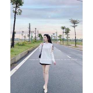 áo phông trắng khoét vai
