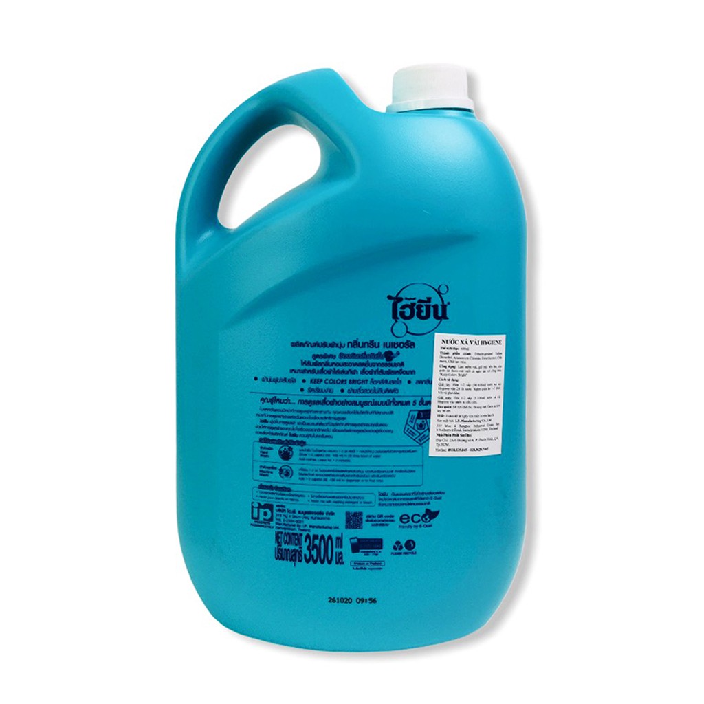 Nước xả mềm vải hương thiên nhiên HYGIENE Green Natural Thái Lan 3500ml - can xanh - Fabric softener