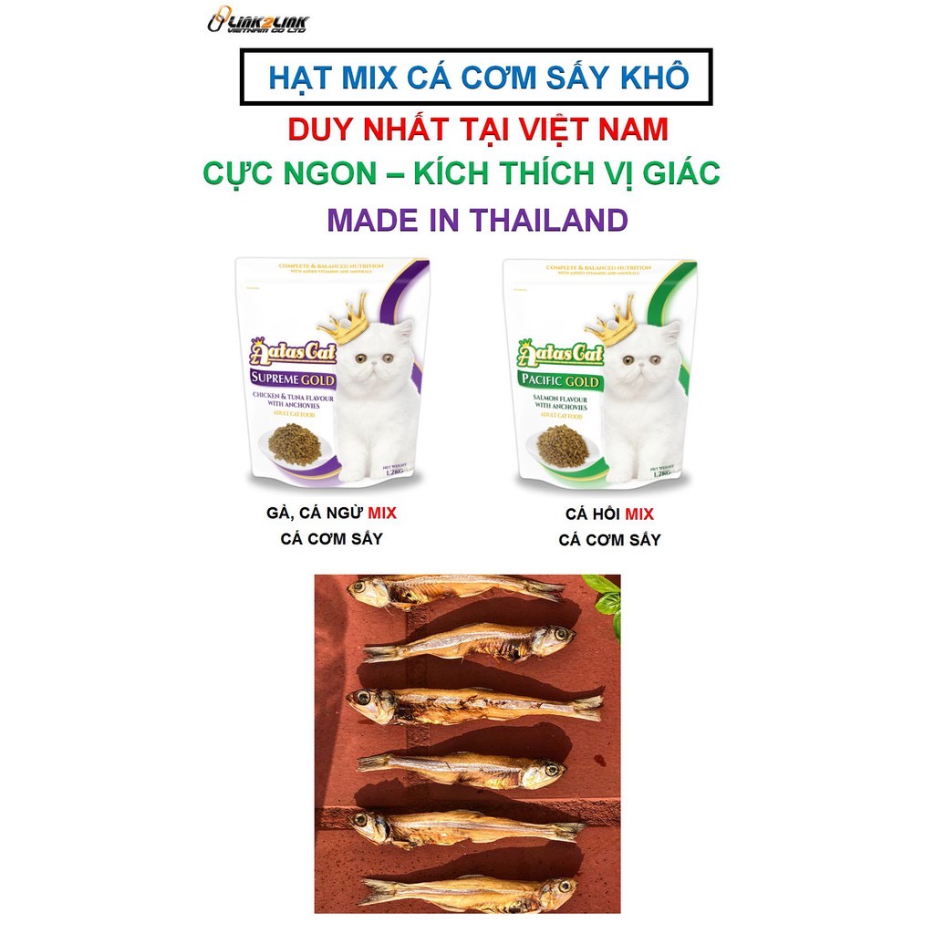 Aatas Cat Gold dry - Hạt mix cá cơm sấy 1.2kg