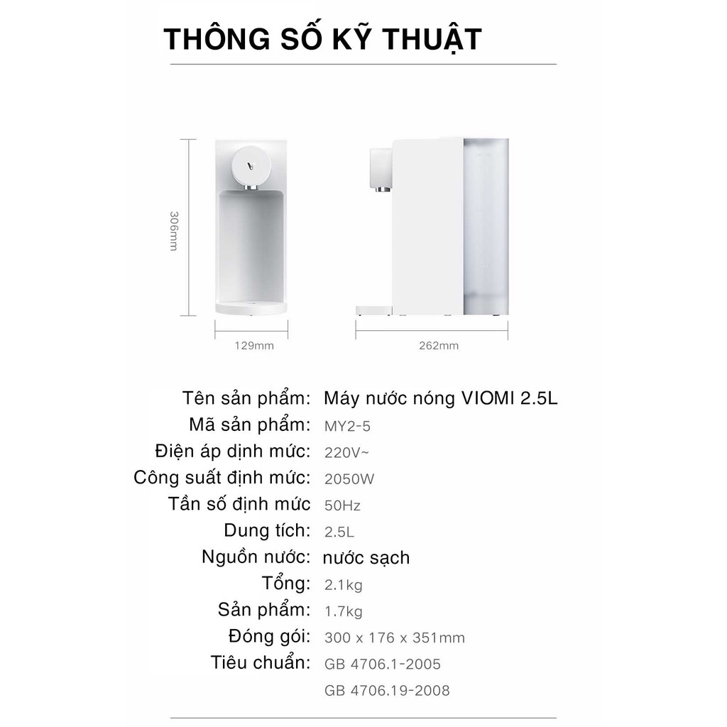 Máy nước nóng tức thì để bàn Xiaomi Viomio 2.5L MY2-5