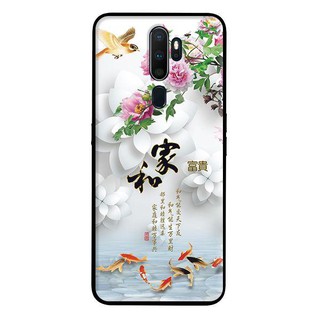 Ốp Lưng Oppo A5 2020, A9 2020 - Chim Cá Nền Hoa Trắng