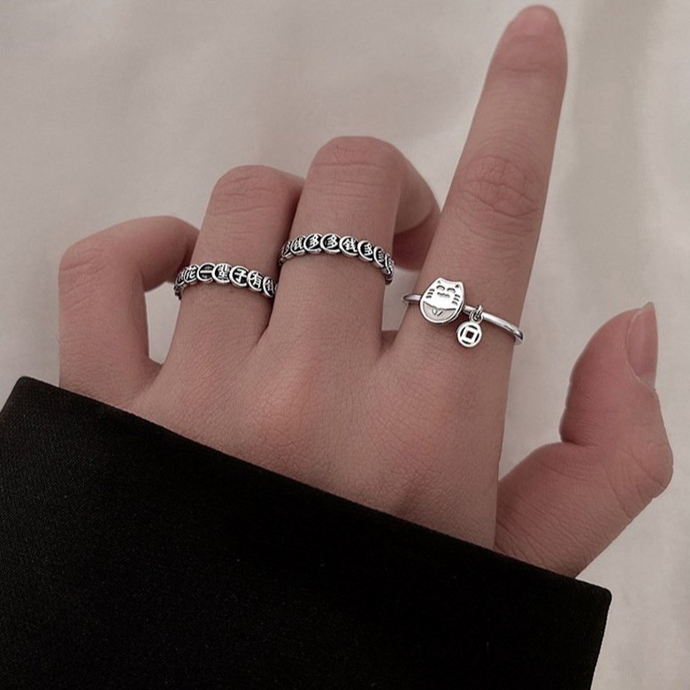 ( 1 chiếc ) Nhẫn đeo tay Mèo Chiêu Tài Rơi Đồng Tiền phụ kiện thời trang nam nữ xinh xắn