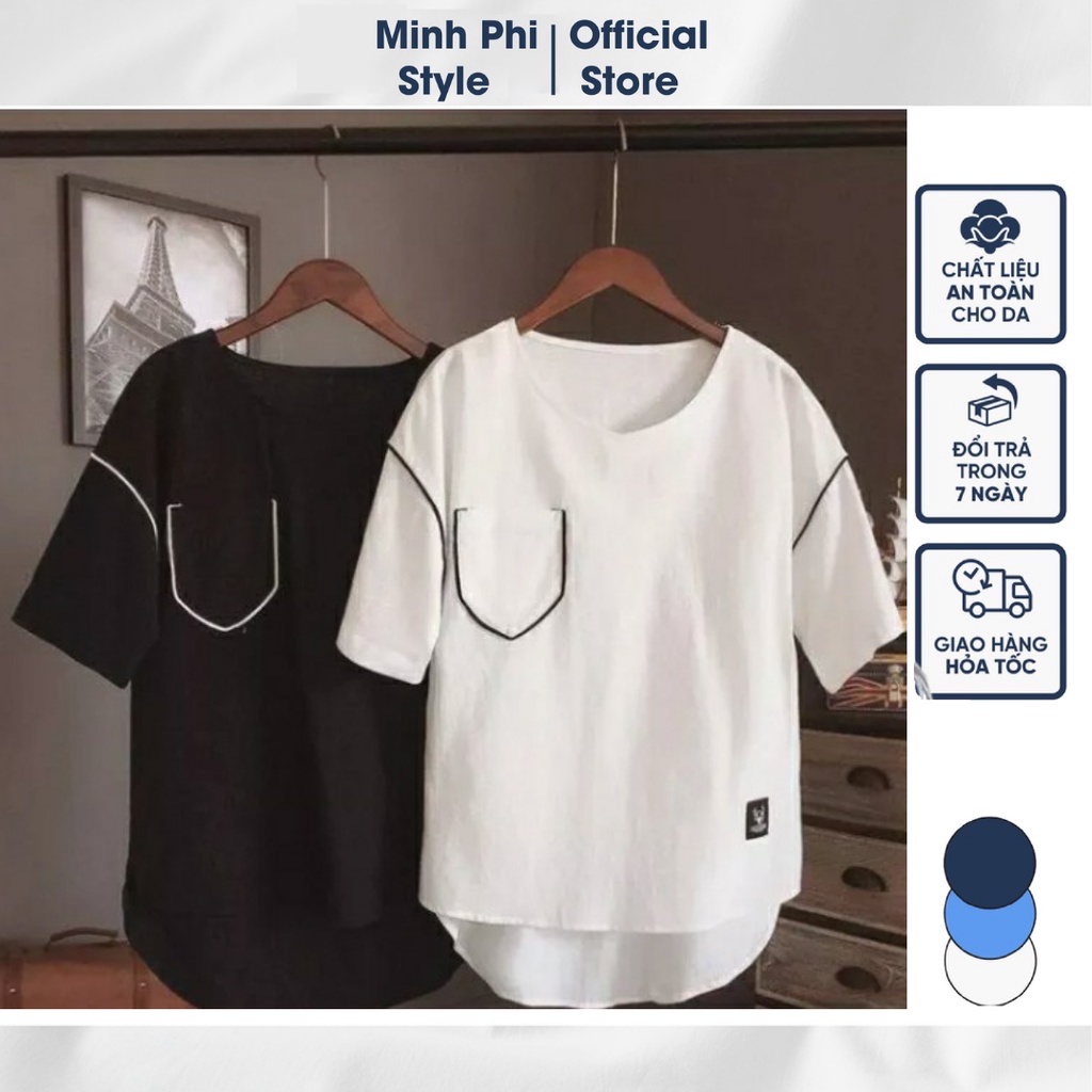 Áo Thun Nam Nữ Cổ Tròn Có Túi Ngực Coopure 100% Cotton Thoáng Mát, Phối Viền Cao Cấp