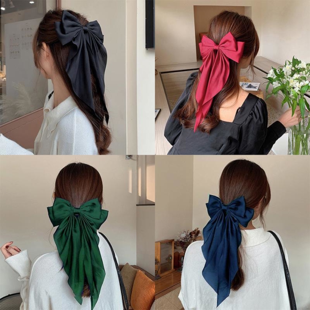 Kẹp tóc Retro Big Bow tóc Clip trở lại đầu tóc sửa chữa Clip Ins màu đen và màu đỏ khí mùa xuân Clip Mũ kẹp tóc