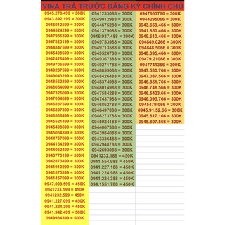 Sim Vina Trả trước đầu số 09 đuôi 66,88,99