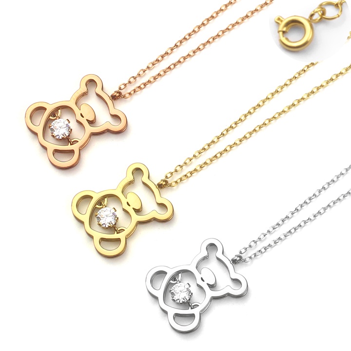 Dây chuyền nữ titan cao cấp khóa tròn vip con gấu siêu cute