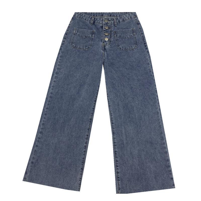 Quần Jeans Lưng Cao Ống Rộng Phong Cách Hàn Quốc Cho Nữ | BigBuy360 - bigbuy360.vn