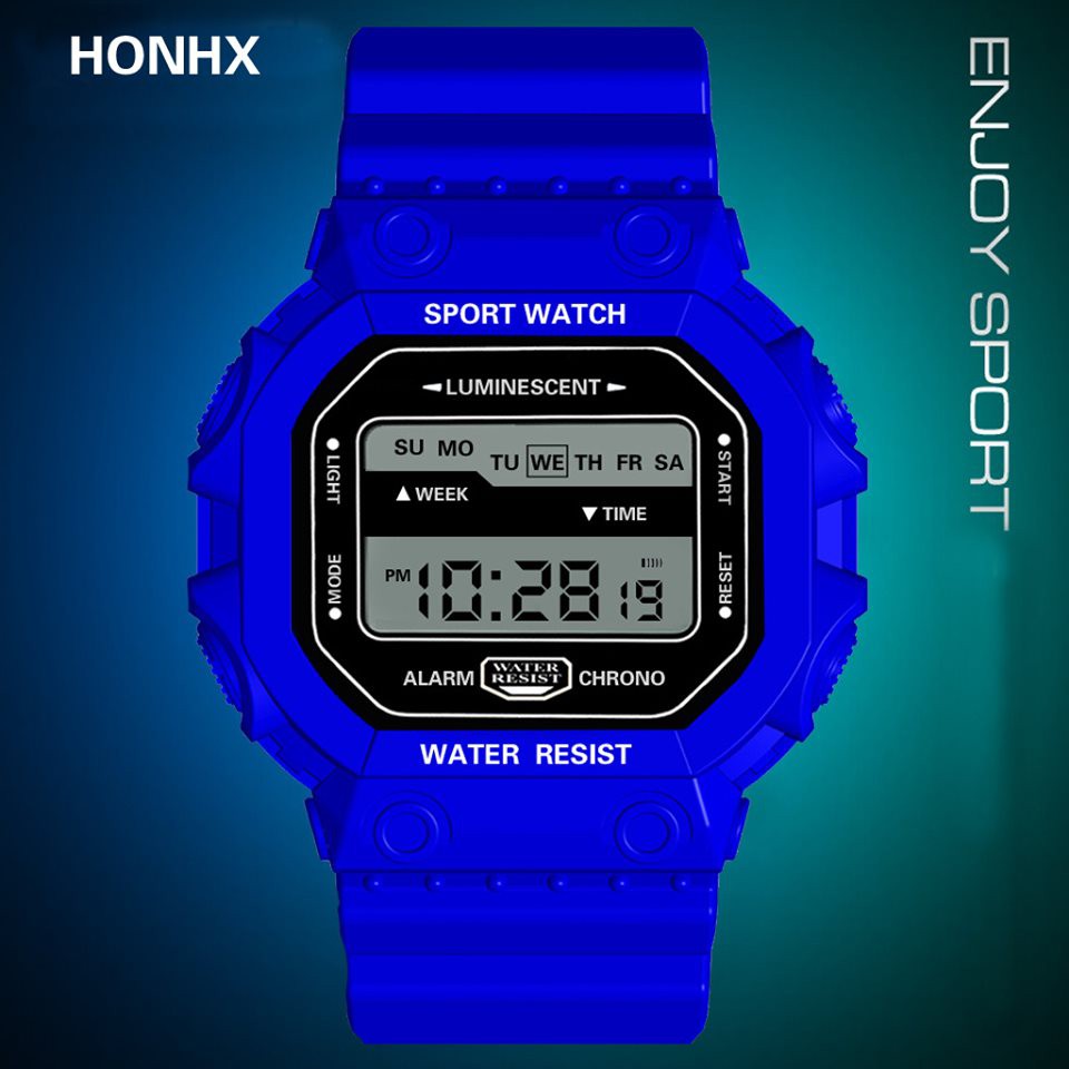Đồng hồ unisex Honhx HONHX02 mặt vuông hiện số dễ sử dụng,dây cao su cực bền | BigBuy360 - bigbuy360.vn