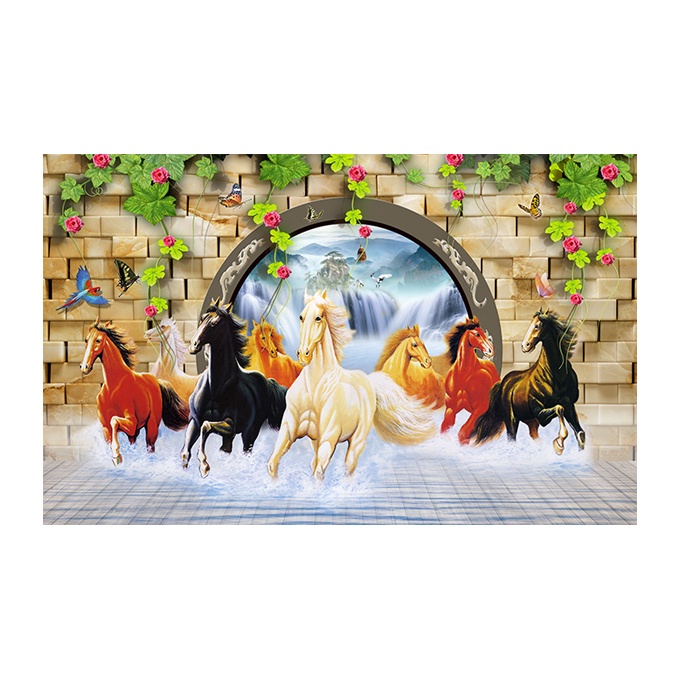 Tranh phong thủy 3D MÃ ĐÁO THÀNH CÔNG - con ngựa in decal ms05