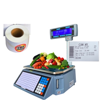Giấy in mã vạch, in tem nhãn Topcash kích thước 58mm x 37mm dùng cho cân in nhãn - cân in mã vạch. Hàng chính hãng