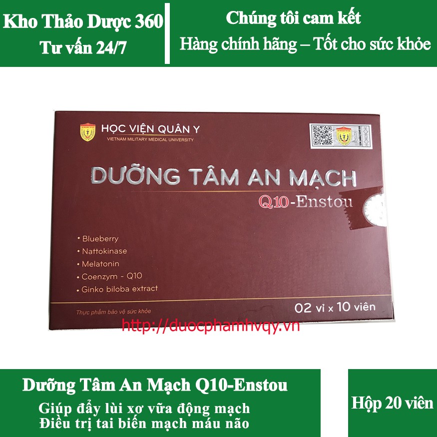 Dưỡng Tâm An Mạch Q10 Enstou Học viện Quân Y - Hộp 20 viên
