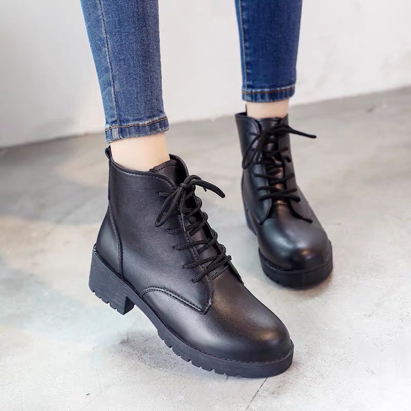 FREE SHIP Giày Bốt nữ cổ cao da mềm độn đế 5cm cực xinh hàng full box | BigBuy360 - bigbuy360.vn