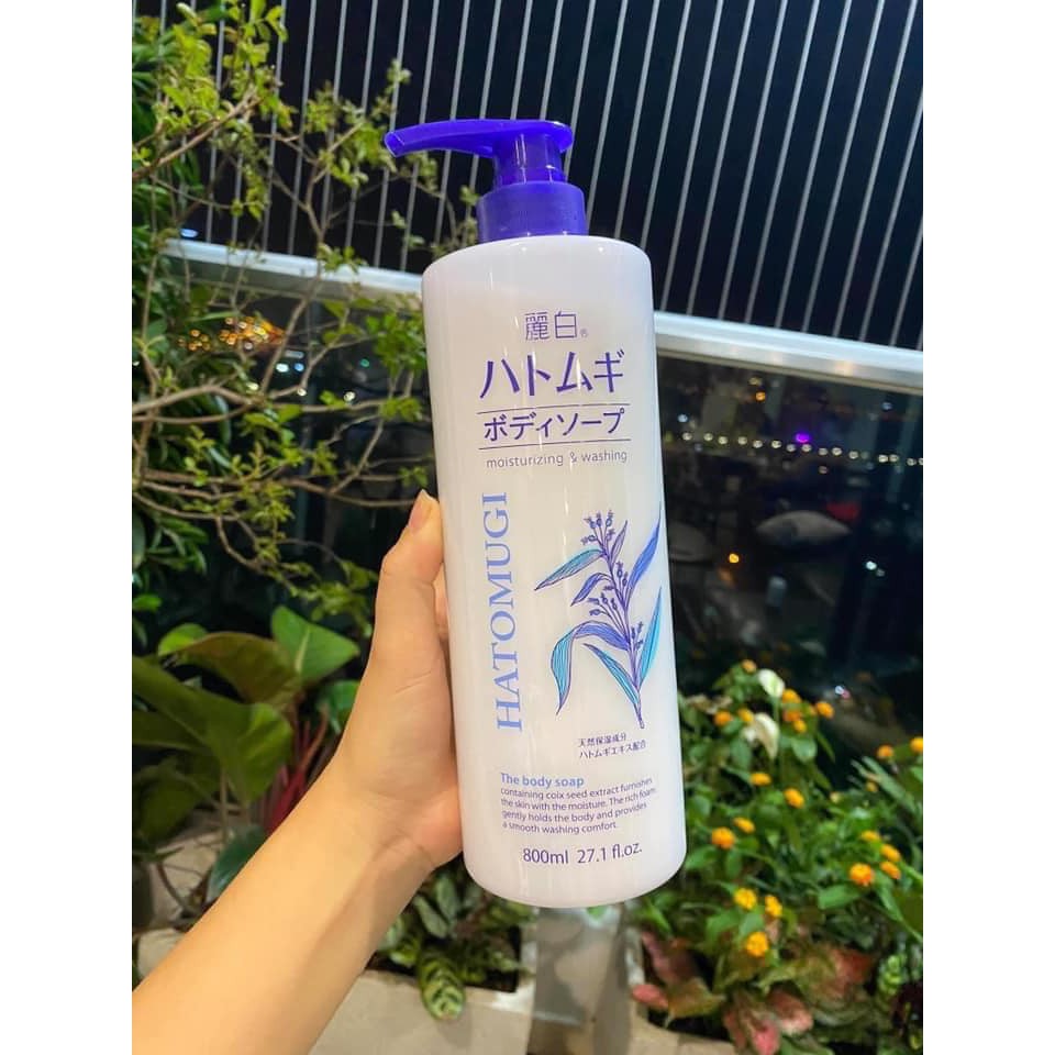Sữa tắm sáng da HATOMUGI 800ml chiết xuất từ hạt ý dĩ - Hàng Nhật chính hãng