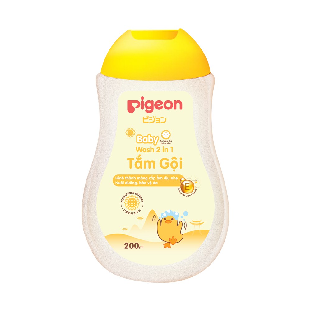 Tắm gội toàn thân cho bé Pigeon Baby Wash 2in1 200ml - Vàng