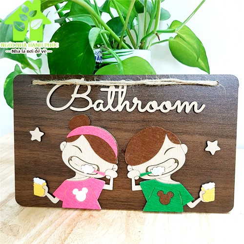 Bảng gỗ decor trang trí treo cửa toilet WC- Mẫu BM_016 SIÊU CUTE
