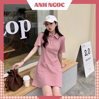 Váy polo dáng xoè chất đẹp, đầm polo cổ bẻ vải co giãn bốn chiều.