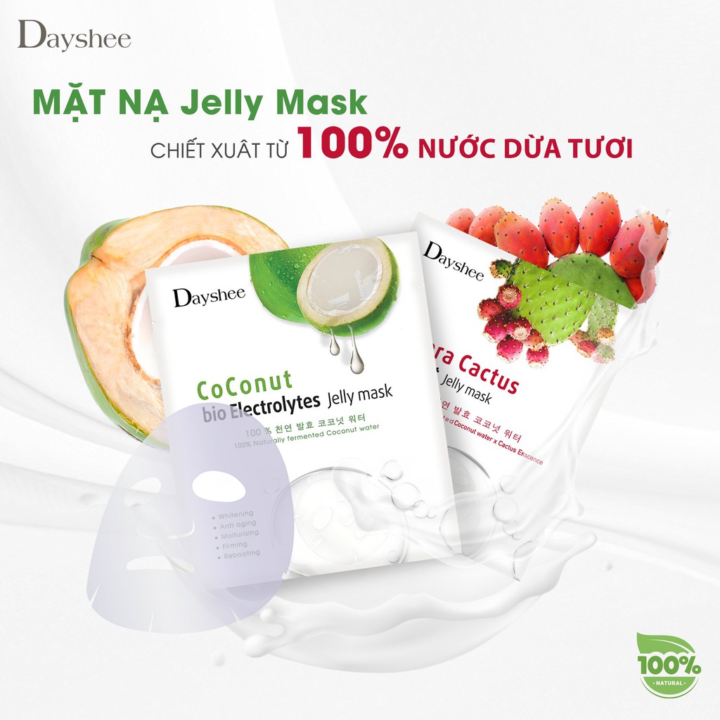 Mặt nạ Dayshee Jelly Mask - Mặt nạ thạch dừa DayShee Coconut Bio Electrolytes dưỡng ẩm, nâng cơ tức thì